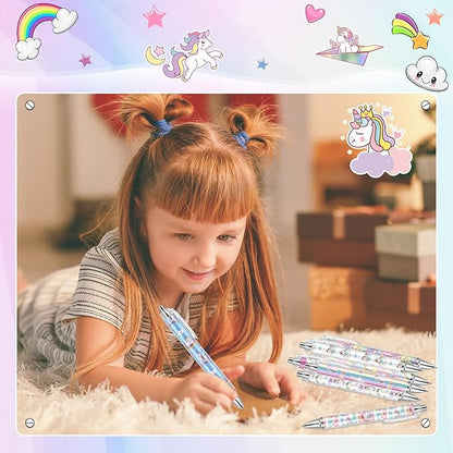 Ireer 8 Pcs Ballpoint Pens for Women 1.00 mm Cute Black Ink Fancy Pens Fine Point Smooth Writing for Journaling Aesthetic Office Supplies(Unicorn)