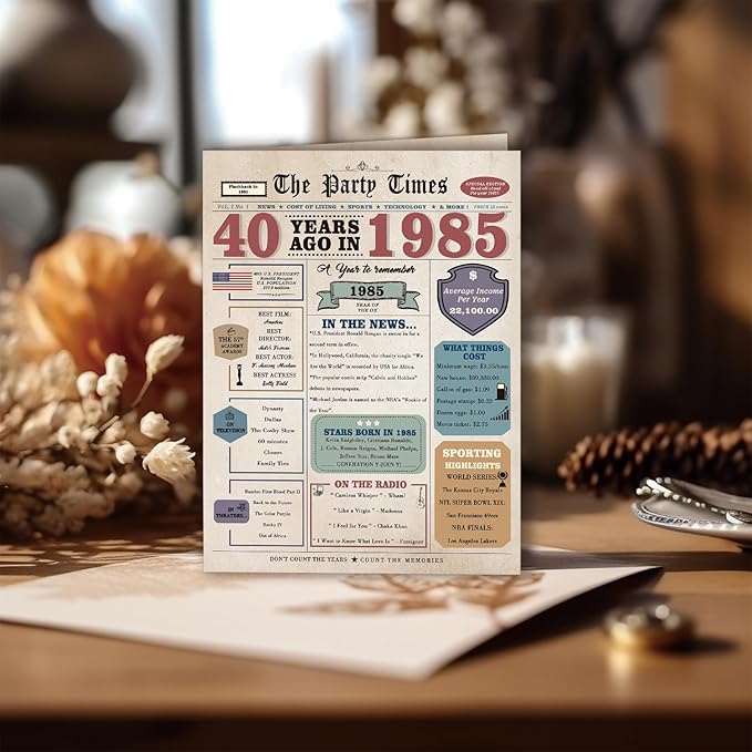40th Birthday Card Gifts Men Women, 40 Year Old Birthday Decorations for Husband Wife