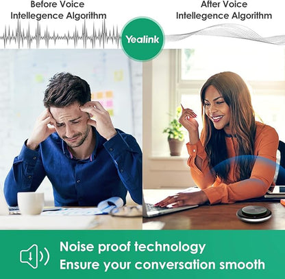 Yealink Bluetooth Speakerphone USB Speakers with Microphone Teams Certified CP900 Wireless Enhanced Noise Reduction Algorithm Home Office 360° Voice Pickup (Package Without dongle)