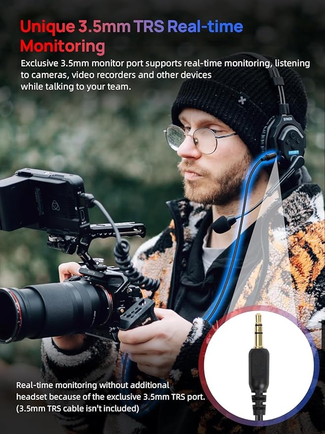 SYNCO XTALK X2 Wireless Intercom Headset System 2.4GHz 1148ft/350m Long Distance Range Real-time Monitoring Communication Headset for Live Show Stage Performance Movie Shoot (X2 for 2 persons)