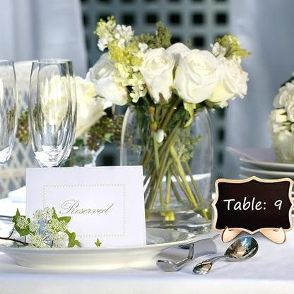 12 Pcs Mini Chalkboard Signs, Small Chalkboard Labels with Easel Stand, Wooden Blackboard for Table Numbers, Food Signs, Wedding Signs, Place Cards and Event Decoration, with 1 Liquid Chalk
