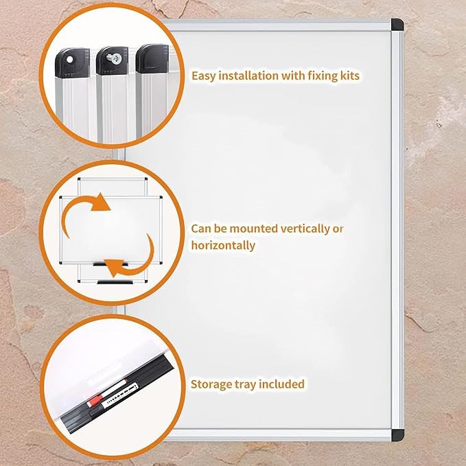 VIZ-PRO Dry Erase Board/Whiteboard, Non-Magnetic, Pack of 2, 36 x 24 Inches, Wall Mounted Board for School Office and Home