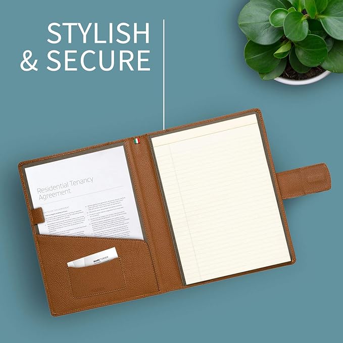 Maruse Italian Leather Executive Padfolio, Folder Organizer with Magnetic Closure and Writing Pad, Handmade in Italy, Rope