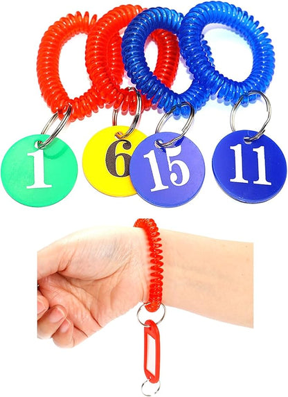Pack of 36 Colorful Spring Spiral Wrist Coil Key Chain, Wristband Key Ring (Solid Green)