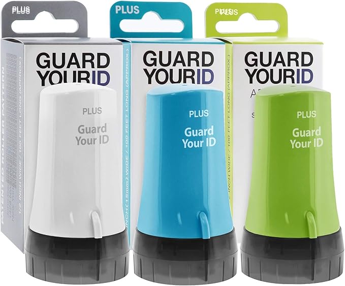 Guard Your ID Advanced Rollers Identity Theft Prevention Security Kits (Regular 3-Pack, Xtra Mixed: Turquoise Green White)