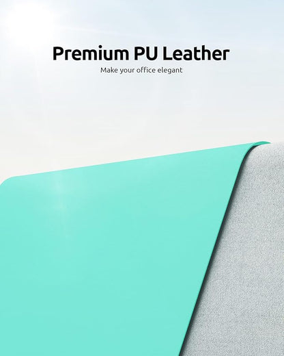 YSAGi Leather Desk Protector, Office Mat, Large Mouse Pad, Non-Slip PU Leather Blotter, Laptop Desk, Waterproof Writing Pad for Office and Home (Calamine Blue, 35.4" x 17")