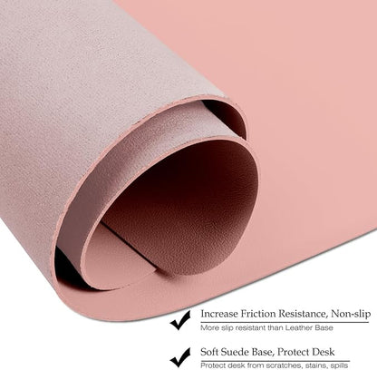 ‎Boutilon Leather Desk Pad 35"x 17" Non-Slip Mouse Pad,Office Desk Mat,Waterprooft PU Leather Desk Blotter,Desk Pad Protector,Desk Writing Pad for Home Office Decor (L-Pink,35"x 17")