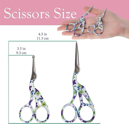 Stork Bird Rounded Safety Tip Embroidery Craft Stainless Steel Crane Scissors - Purple - 20 Pairs