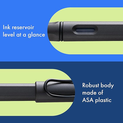 LAMY safari umbra - Fountain Pen with ergonomic grip & polished Left-Handed steel nib (LH) in size M - ideal for any Writing & Calligraphy - including LAMY T 10 blue cartridge