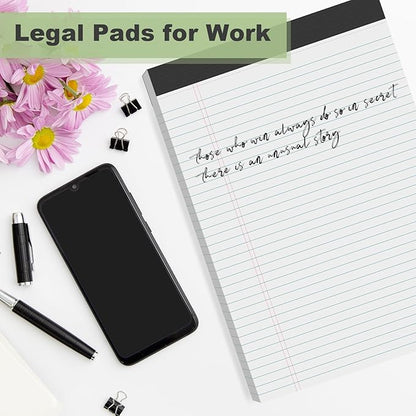 White Legal Pads 8.5 x 11 Narrow Ruled, 3 Pack Notepads College Ruled Pads of Paper With Sturdy Back 37 Lines 70 GSM Paper, Writing Note Pads 30 Sheets Per Writing Pad for Taking Notes, Reminders