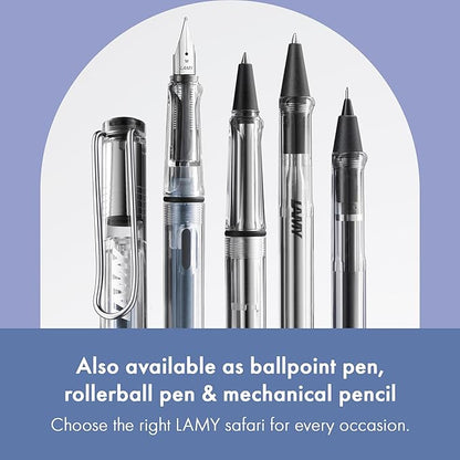 LAMY safari vista - Fountain Pen with ergonomic grip & polished steel nib in size F - ideal for any Writing & Calligraphy - including LAMY T 10 blue cartridge - Right-Handed