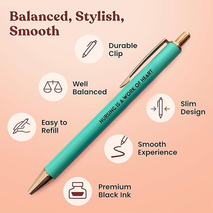 MESMOS 3Pk Black Ballpoint Nurse Pens, Nurse Accessories for Work, Nurse Gifts for Women, Nurse Essentials for Work, Pens for Nurses, School Nurse Supplies, Nursing Pens, Graduation Gifts for Nurses