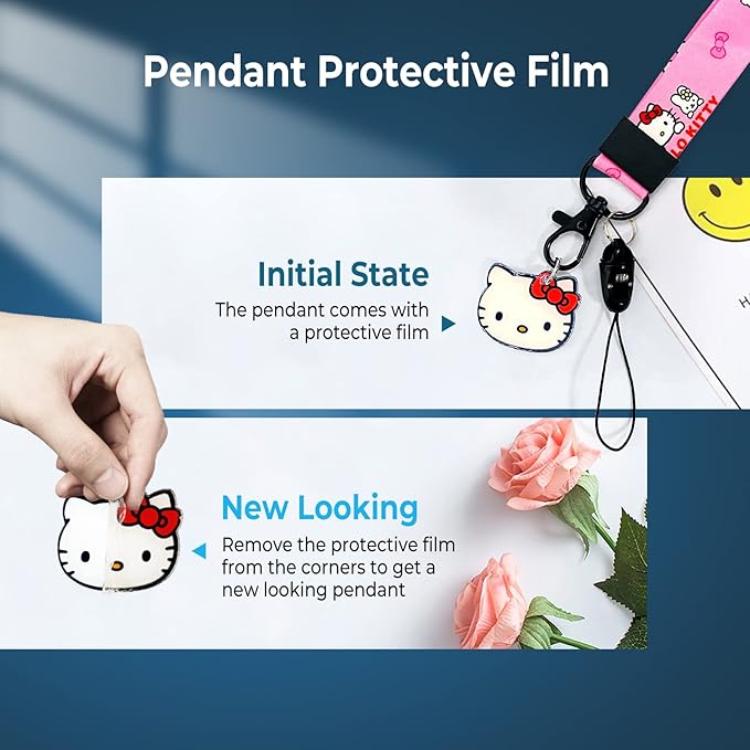 Lanyards Hallo Kitty Lanyard with Cute ID Card Holder, Anime Lanyard with ID 17.5inchx0.78inch 4.3inchx2.75
