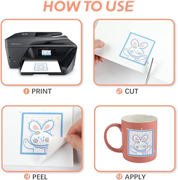 HTVRONT Printable Vinyl for Inkjet & Laser Printer - 10 Sheets 100 g Glossy White Printable Vinyl Sticker Paper Vivid Color Dries Quickly, 8.5"x11" Tear Resistant Printer Sticker Paper