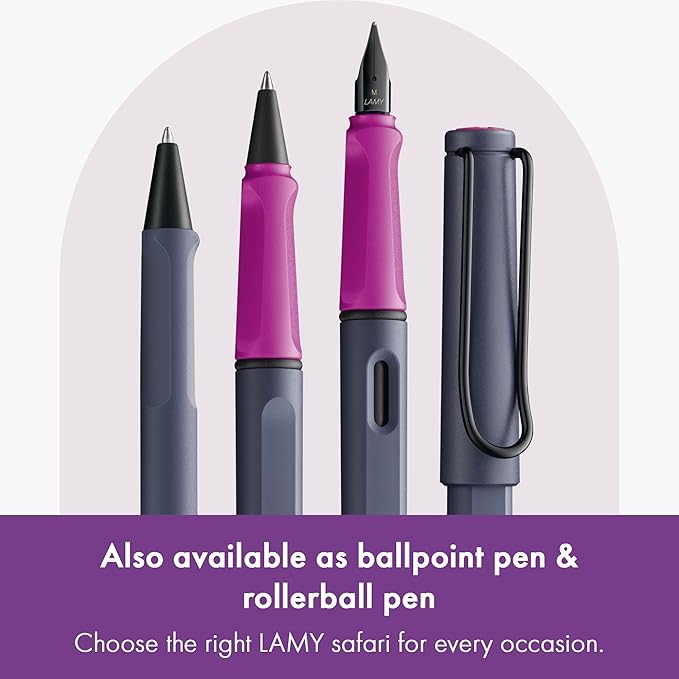 LAMY safari pink cliff - Fountain Pen with ergonomic grip & polished steel nib in size EF - ideal for any Writing & Calligraphy - including LAMY T 10 blue cartridge - Right-Handed