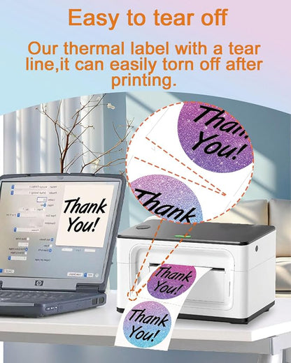 2inch Square Thermal Labels Self-Adhesive, 420 Sheets/3 Roll Printer Labels for Business and Home, Thermal Sticker for/Shipping/Packaging/DIY Logo Design/Thanks Card/Inventory