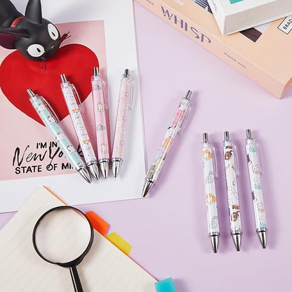 Ireer 8 Pcs Ballpoint Pens for Women 1.00 mm Cute Black Ink Fancy Pens Fine Point Smooth Writing for Journaling Aesthetic Office Supplies(Cat)