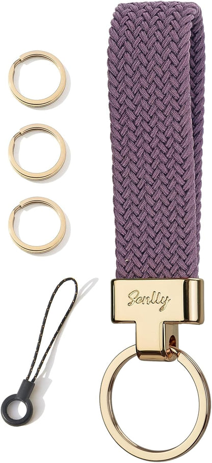 SENLLY Car Keychain, Stretchy Key Holder, Original Elastic Anti-Drop Design Finger Lanyard Strap