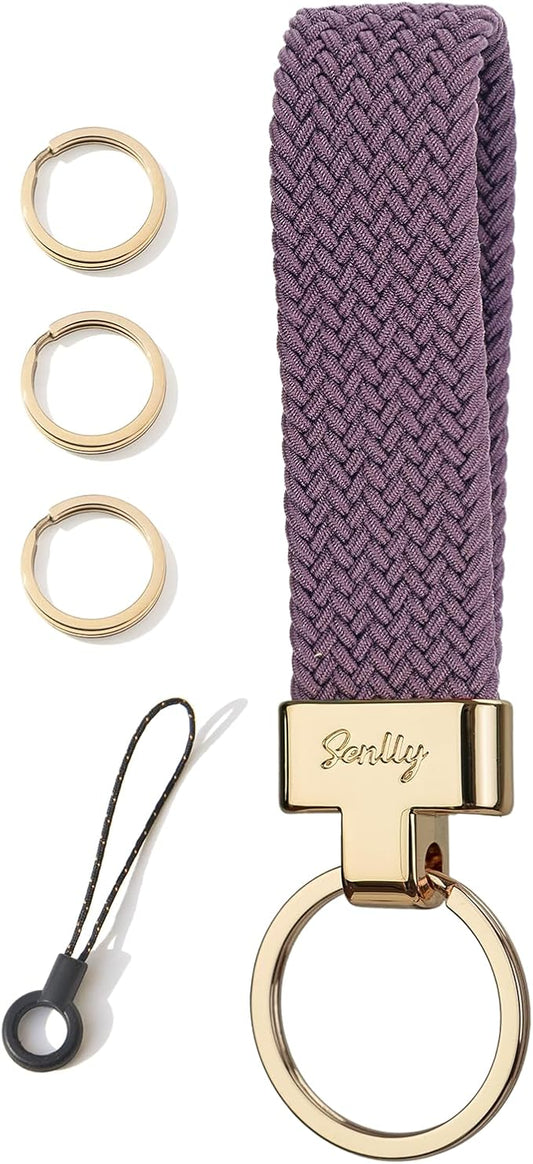 SENLLY Car Keychain, Stretchy Key Holder, Original Elastic Anti-Drop Design Finger Lanyard Strap