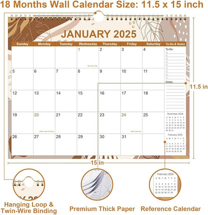 2025 Calendar - Calendar 2025-2026 18 Month Planner from January 2025 to June 2026, Calendar 2025 with Thick Paper, 11" x 14.5", Gold Leaf