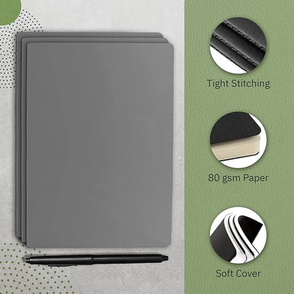 Simply Genius A5 Notebooks for Work, Travel, Business, School & More - College Ruled Notebook - Softcover Journals for Women & Men - Lined Note Books with 92 pages, 5.5" x 8.3" (Gray, 6 pack)