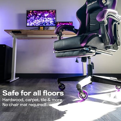 The Original Roller Style Office Chair Wheels (As Seen On PBS) - Incredibly Smooth & Quiet Rolling Casters - Safe for Hardwood Floors & Carpet - Easy Install with Universal Fit - Set of 5 - Purple