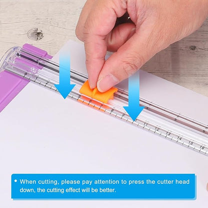 PATIKIL Paper Trimmer, Plastic Portable A5 Paper Cutter Slicer Tool with Side Ruler for Scrapbooking Craft Paper Photo Cardstock Label, Pink