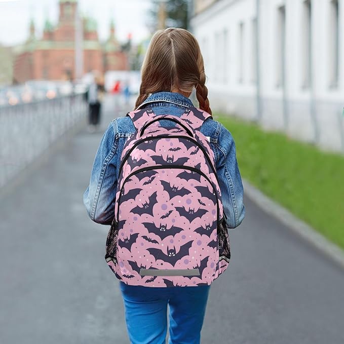 MNSRUU Laptop Backpack with Chest Strap, Cute Bats School Backpack, Travel Hiking Backpack for Boys Girls Teen Adult, Rucksack, Knapsack