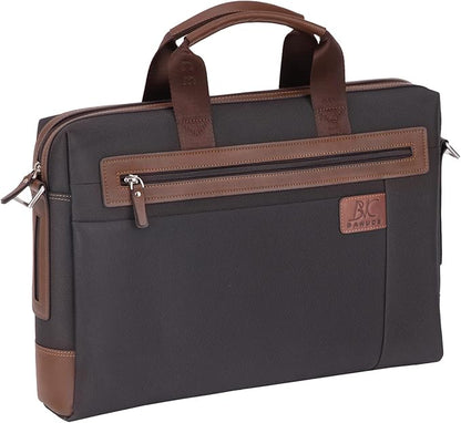 Banuce Slim Fabric Nylon Waterproof Briefcase for Men Professional 14 Inch Laptop Bag Business Work Bag Black