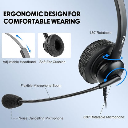 MKJ Headset for Cisco Phones Dual Ear Landline Headset with Noise Cancelling Microphone for Cisco Telephone CP-7821 7841 7941G 7942G 7945G 7960 7961G 7962G 7965G 7971G 7975G 8841 8865 9971