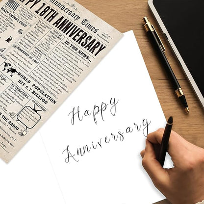 Vintage 18th Anniversary Card for Him Her, Retro 18 Year Anniversary Card Gift for Wife Husband, Romantic 18 Years Married Gift Idea for Parents