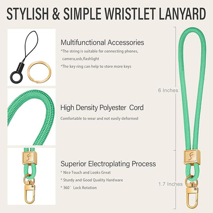 Fishent Keychain Wristlet lanyard, Cute Key Chain Holder, Upgraded Woven Wrist Lanyard for Keys, Wristlet Strap Keychain for Women Men Car Keys ID Badges Card Wallet Phone (Lake Blue)