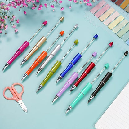 jiebor 30Pcs Beadable Pens Plastic Bead Black Ink Ballpoint Diy Cute Cool Pens for Teacher Bridal Graduation Gift Office Supplies