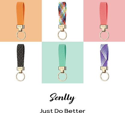 SENLLY Car Keychain, Stretchy Key Holder, Original Elastic Anti-Drop Design Finger Lanyard Strap