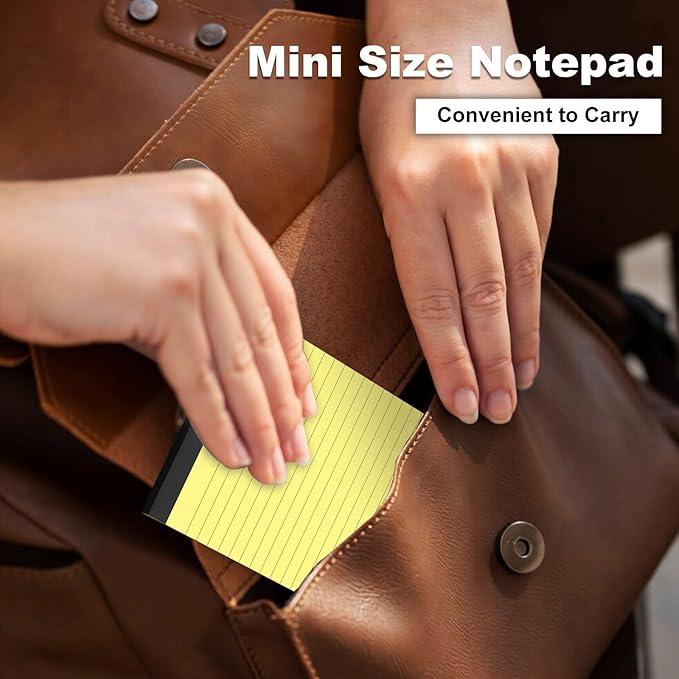6 Pack Note Pads 4 x 6 Inch Small Notepad College Ruled Writing Pads, Yellow Lined Mini Note Pad for Work or School, 30 Sheets/Pad, Perforated Recycled Note Paper for Note-Taking, Grocery List