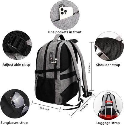 SHRRADOO Travel Laptop Backpack, Business Anti Theft Slim Durable Laptops Backpack with USB Charging Port, College High School Computer Bag for Men Women Fits 16.3 Inch Notebook