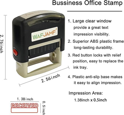 WAFJAMF Self Inking Rubber Stamp - Office Message Stamp - Red Ink, Medium