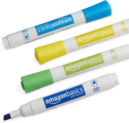 Amazon Basics 12-Pack Low-Odor Chisel Tip Dry Erase Whiteboard Markers, Black