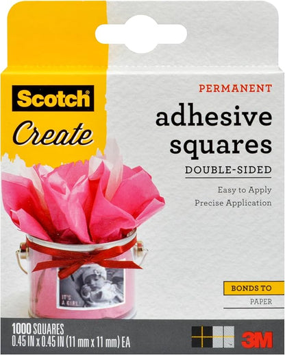 Scotch Adhesive Squares, .45 in x .45 in, 1000 Count, Excellent for All Paper Crafts (009-1000-CFT)