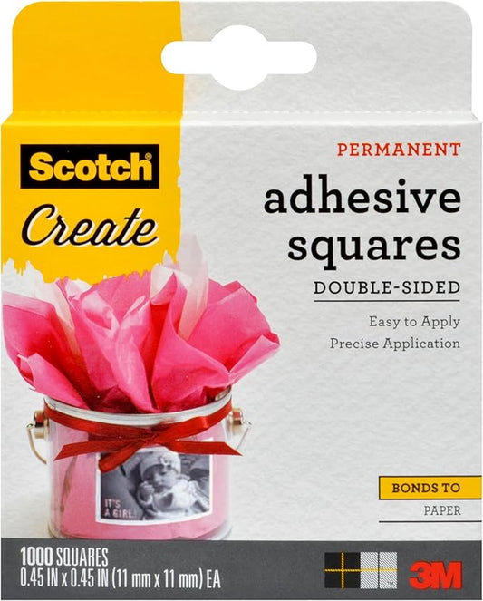 Scotch Adhesive Squares, .45 in x .45 in, 1000 Count, Excellent for All Paper Crafts (009-1000-CFT)