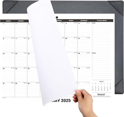 Nekmit Large Desk Calendar 2025 with Desk Protecting Pad, Runs From January 2025 - December 2025, Office Supplies 21" x 16 1/2" Desktop Calendar for Life Planning or Organizing