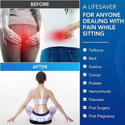 Lumbar Support Pillow for Office Chair Car, Gaming Chair Lower Back Pain Relief Memory Foam Cushion with 3D Mesh Cover Ergonomic Orthopedic Back Rest Cooling Gel Donut Pillow