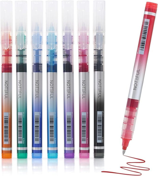 Liquid Ink Rollerball Pens, Multi colored 0.7mm Medium Point Tip, Rolling pen for Drawing, Coloring, Journaling, Smooth Writing, School & Office Supplies (8 Pcs)