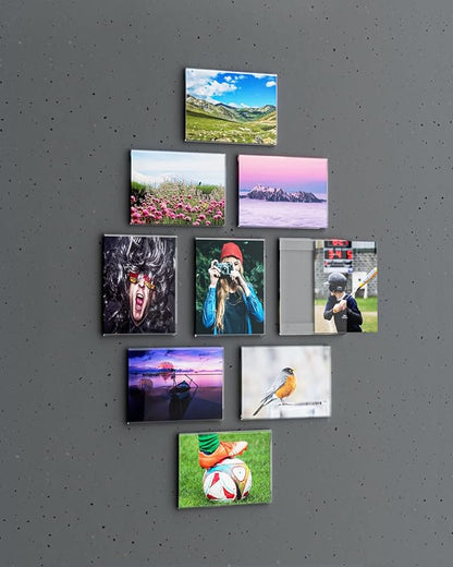 12 Pcs Acrylic Sign Holder 5 x 7, Vertical Wall Mount Sign Holders with 3M Adhesive, Clear Plastic Frames Paper Display Sign Holders for Office, Home, Store, Restaurant - No Drilling