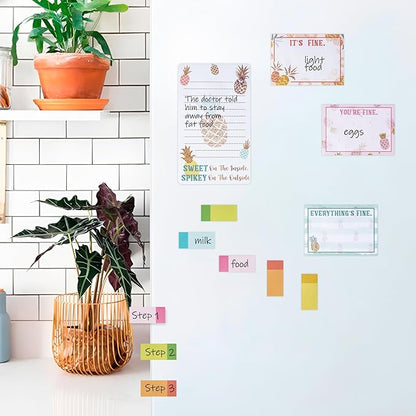B1ykin Sticky Notes Set - Cartoon Theme Cute Self-Stick Notes Pad Teacher Appreciation Gifts， Self-Adhesive Writing Memo Pages Sticky to Do Notepad for Kids Employee School Office (Pineapple)
