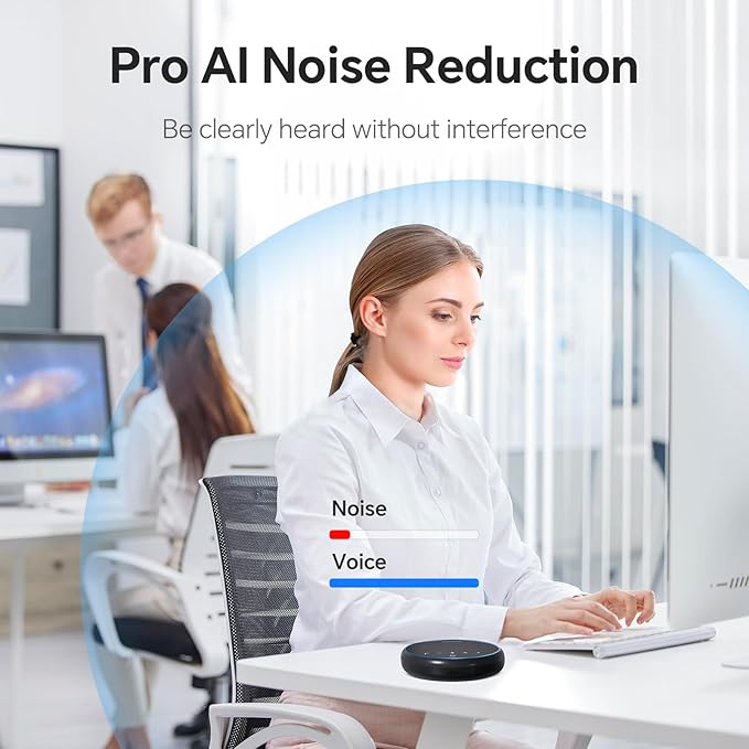 Conference Speaker and Microphone, Bluetooth Speaker with Microphone, 360° Voice Pickup, AI Noise Reduction, Dual Connectivity, USB C Conference Room Microphone for Meetings, NewPie