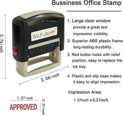 WAFJAMF Approved Message Stamp Self-Inking Rubber Stamp Office Stamp Red Ink-Medium