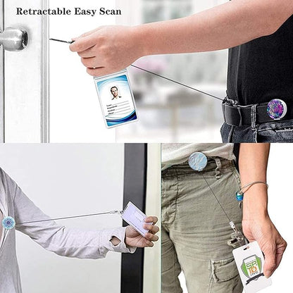 Retractable ID Badge Holder Nurse Badge Reels with Clip Name Card Holders for Office Worker Doctor Nurse (Marble and Flower 10 Pieces)