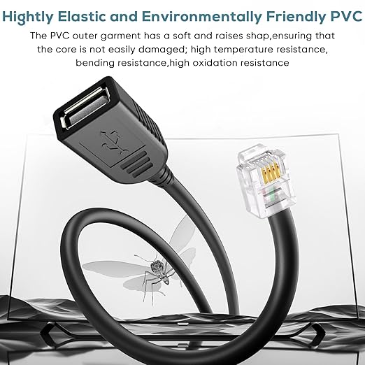 RJ116p4c Male to USB Female, RJ11 to USB Modem Adapter, Used for Telephone Interface Testing Connectors, Telephone Communication, Fax Machines, Modem Adapters (RJ11 to USB 30cm)
