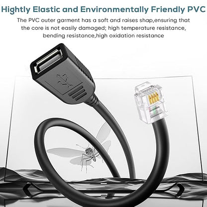 RJ116p4c Male to USB Female, RJ11 to USB Modem Adapter, Used for Telephone Interface Testing Connectors, Telephone Communication, Fax Machines, Modem Adapters (RJ11 to USB 30cm)